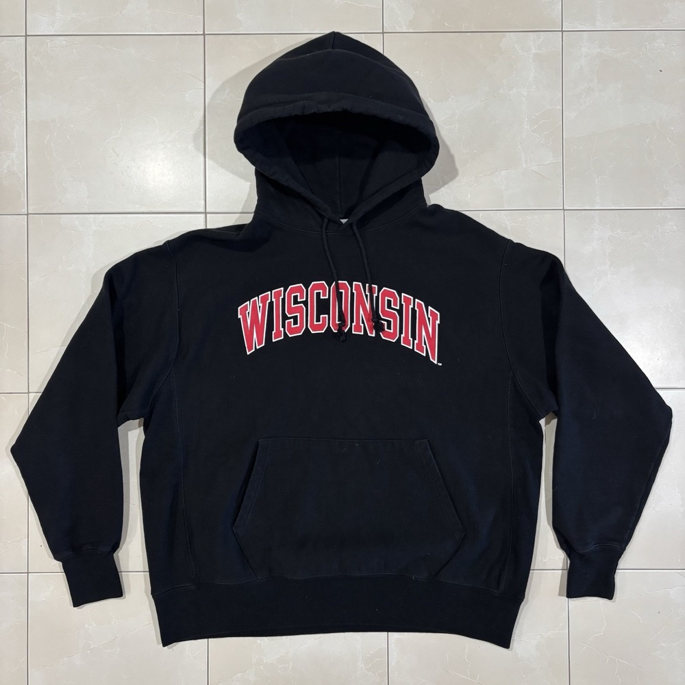 Vintage Champion Reverse Weave Hoodie Sweatshirt Wisconsin University College XL